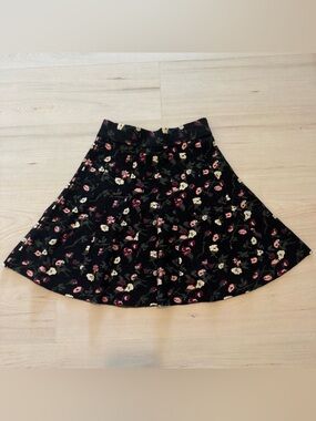 Club Monaco Black Floral Skater Skirt XS